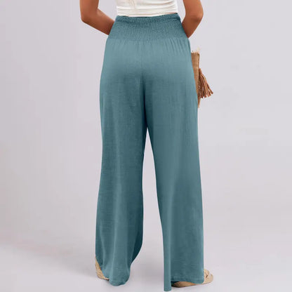 ✨Women’s Linen Wide Leg Palazzo Pants – High Waist Boho Beach Vacation Lounge Pants