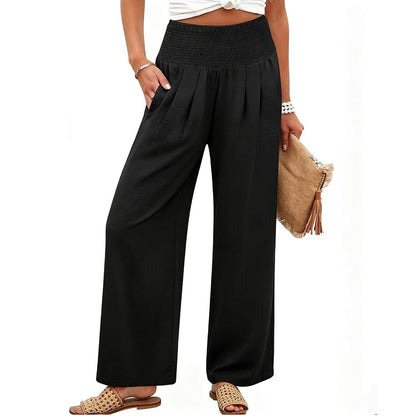 ✨Women’s Linen Wide Leg Palazzo Pants – High Waist Boho Beach Vacation Lounge Pants