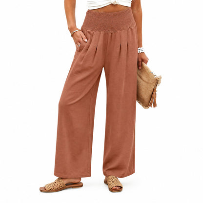 ✨Women’s Linen Wide Leg Palazzo Pants – High Waist Boho Beach Vacation Lounge Pants