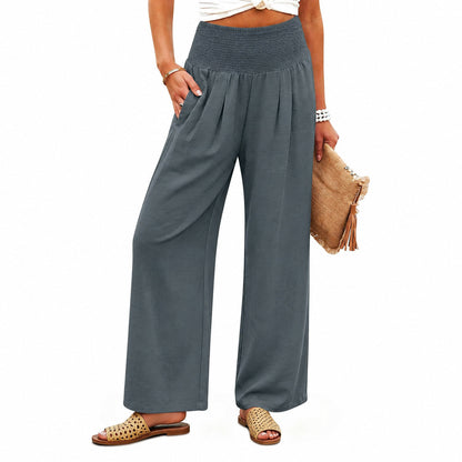 ✨Women’s Linen Wide Leg Palazzo Pants – High Waist Boho Beach Vacation Lounge Pants