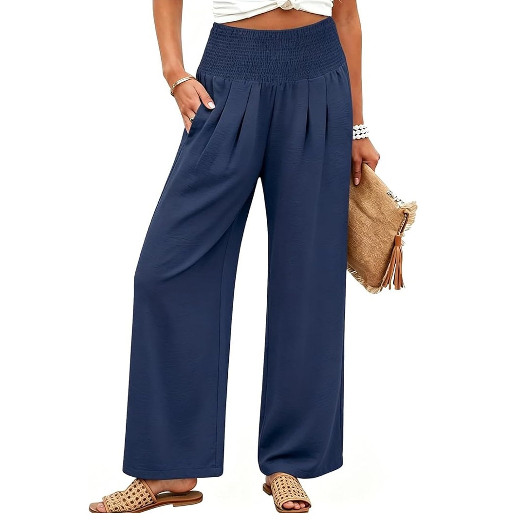 ✨Women’s Linen Wide Leg Palazzo Pants – High Waist Boho Beach Vacation Lounge Pants